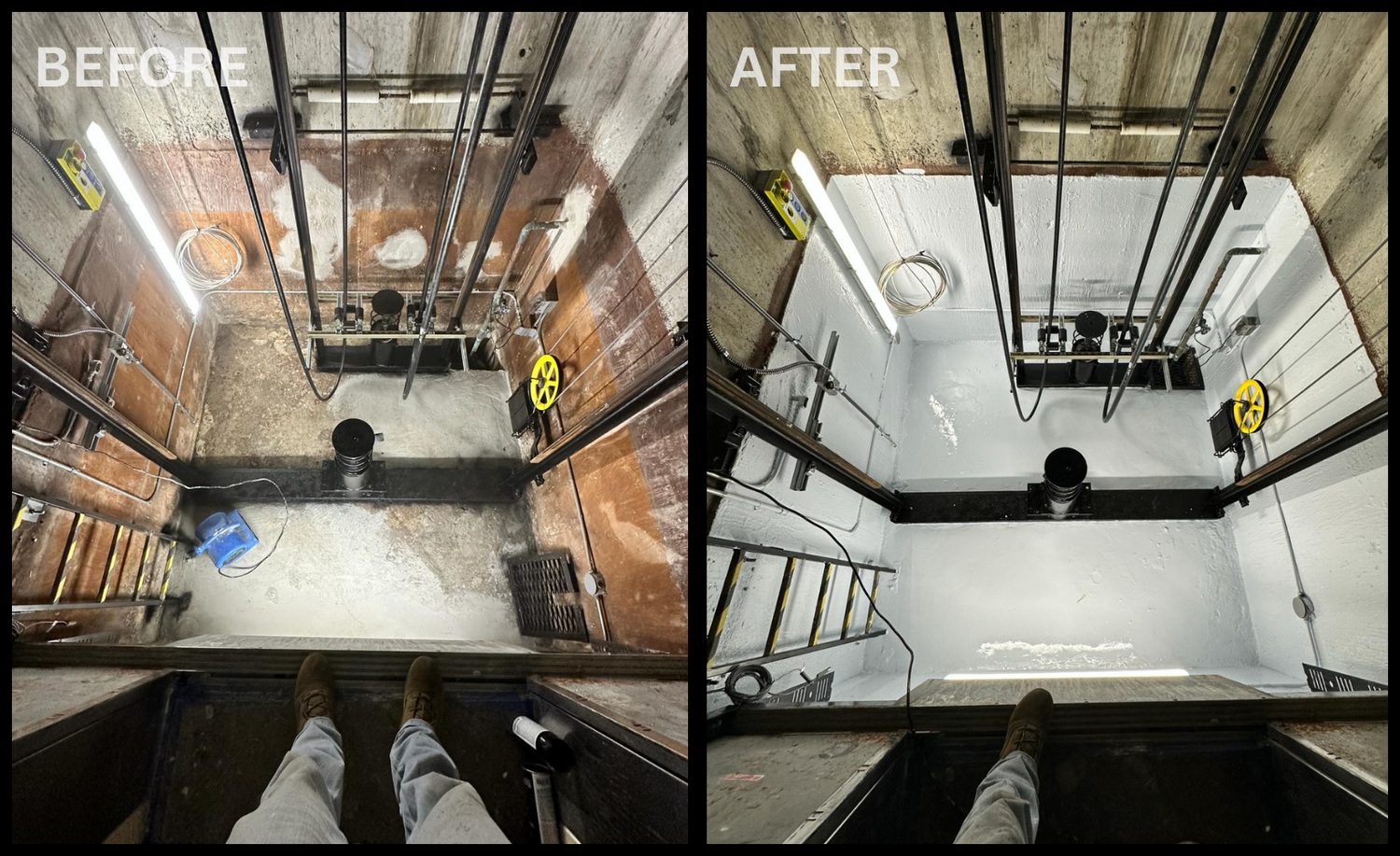 Before and After Commercial Construction elevator job by CT Master Builders (CTMB)